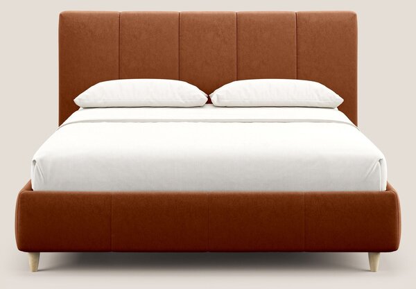 Laura letto imbottito contenitore e sfoderabile in microfibra velluto