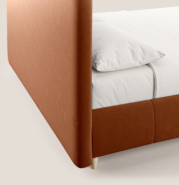 Laura letto imbottito contenitore e sfoderabile in microfibra velluto