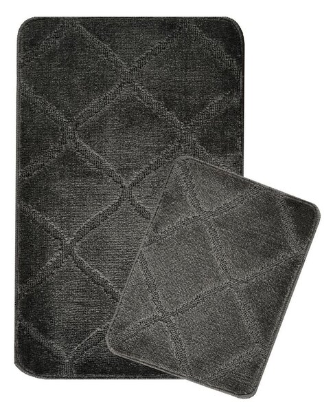 Set di tappetini per il bagno color antracite 2 pz 50x80 cm Cizgili – Foutastic