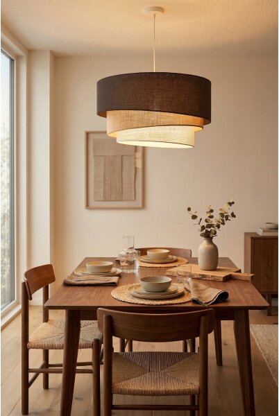 Brilagi - Lampadario a sospensione con cavo TRIO 3xE27/60W/230V diam. 60 cm marrone/beige/bianco