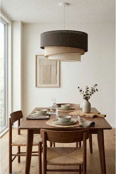 Brilagi - Lampadario a sospensione con cavo TRIO 3xE27/60W/230V diam. 60 cm marrone/beige/bianco