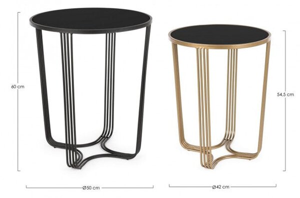 Set 2 Tavolino Afef Oro/Nero in Metallo