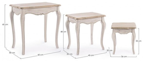 Set 3 Tavolini Clarisse in Legno