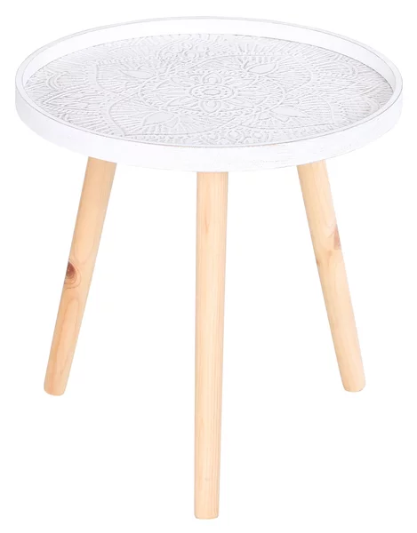 Tavolino Basso Ø40x40,5 cm in Legno e MDF Bianco