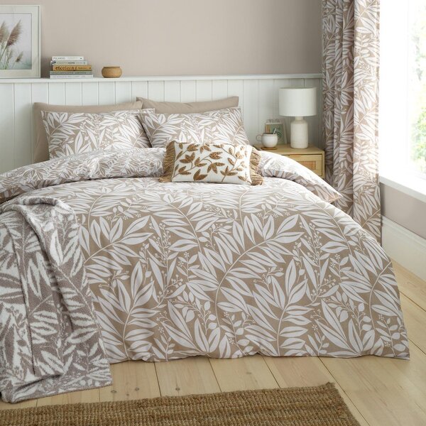Biancheria da letto marrone chiaro per letto matrimoniale 200x200 cm Sorrel Leaves – Catherine Lansfield