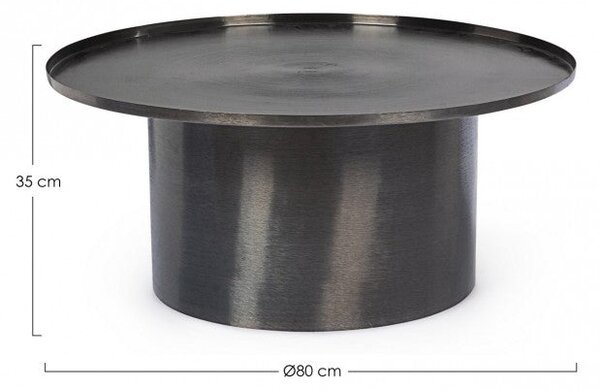 Tavolino Kalpita Black Nickel D80 Rotondo in Metallo