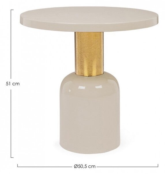 Tavolino Nalima Crema D50.5 Rotondo in Metallo
