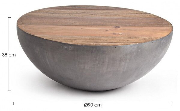 Tavolino Lancaster Grigio D90 in Legno Riciclato