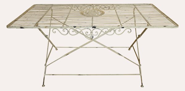 KEYHOMESTORE | Set Tavolo da Giardino Rettangolare con 6 Sedie Bianco Anticato