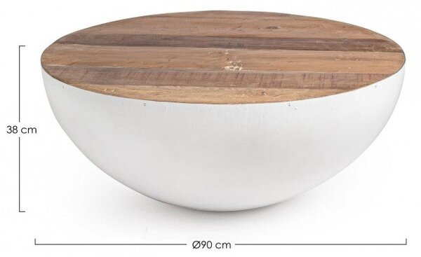 Tavolino Lancaster Bianco D90 in Legno Riciclato