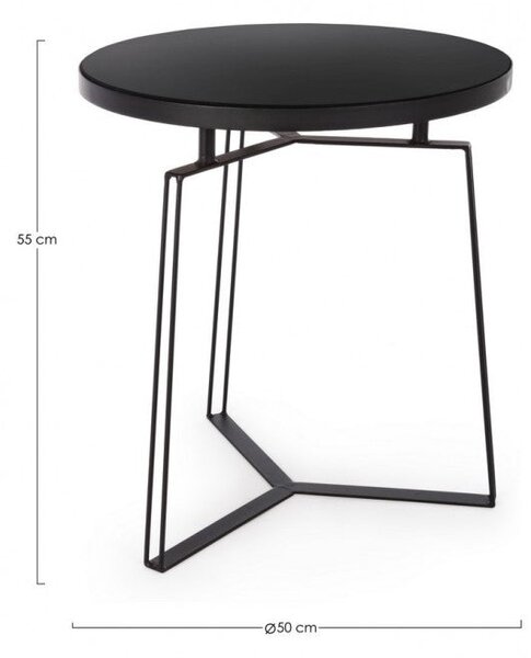 Tavolino Zaira Nero D50 Rotondo in Metallo