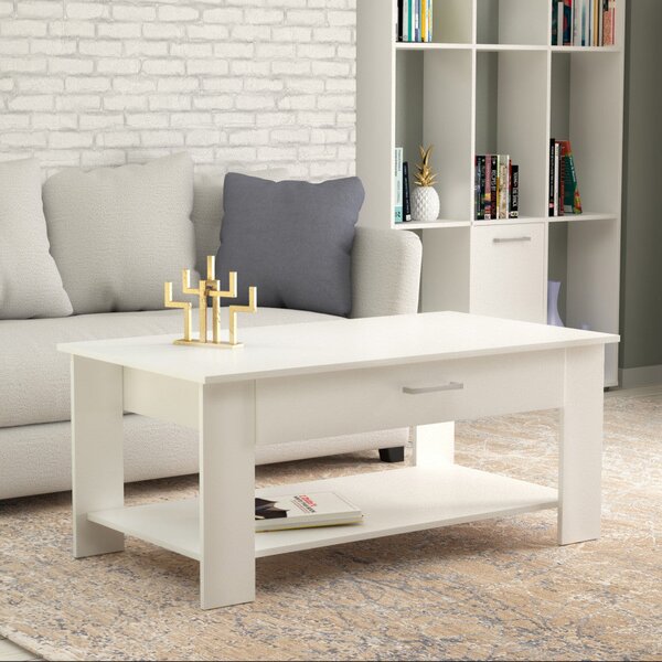 Tavolino Salotto Myrto 110x60x44 h cm in Truciolare bilaminato Bianco