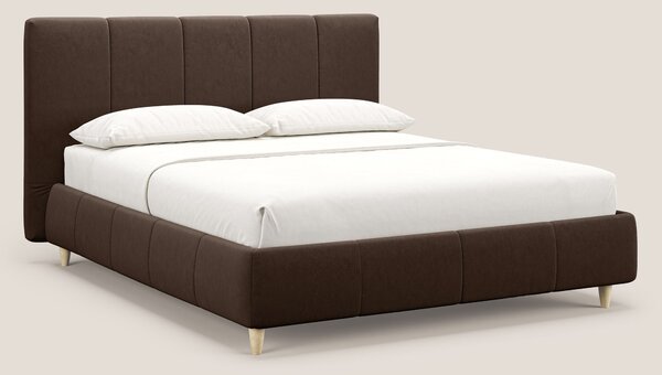 Laura letto imbottito contenitore e sfoderabile in microfibra velluto