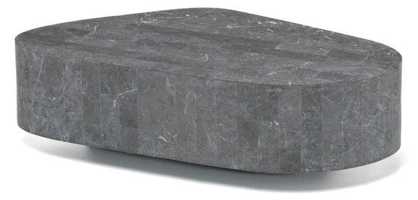 Tavolino da Salotto 52x100xH28 cm in Pietra fossile Trapezio Grigio