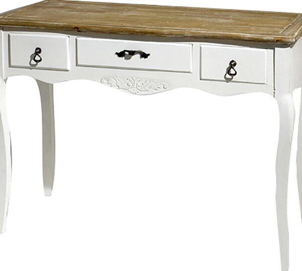 Tavolo Consolle in Legno 3 Cassetti 108x48x80cm Country Bianca