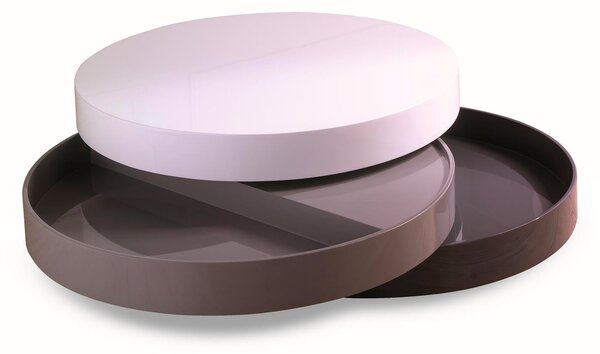 Tavolino da Salotto 90x90xH32 cm in MDF Twist 1 Bianco e Grigio scuro