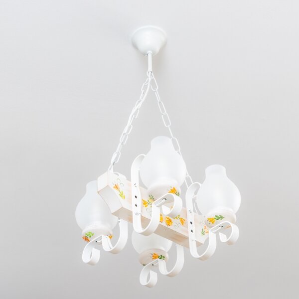 Brilagi - Lampadario con catena QUEEN 4xE14/40W/230V faggio/crema