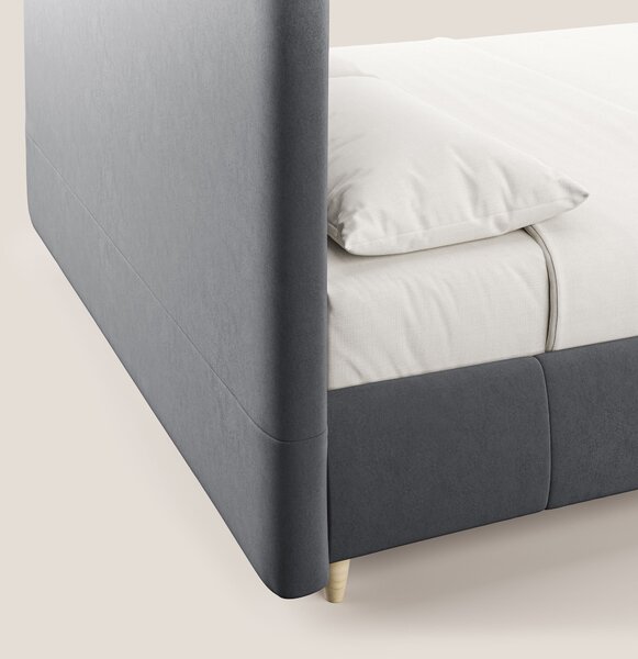 Laura letto imbottito contenitore e sfoderabile in microfibra velluto