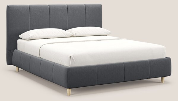 Laura letto imbottito contenitore e sfoderabile in microfibra velluto