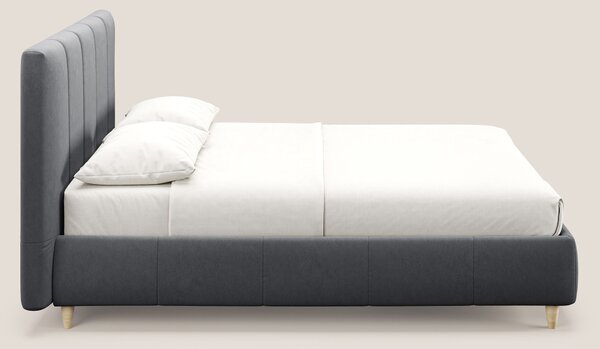 Laura letto imbottito contenitore e sfoderabile in microfibra velluto