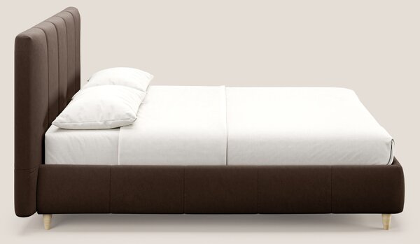 Laura letto imbottito contenitore e sfoderabile in microfibra velluto