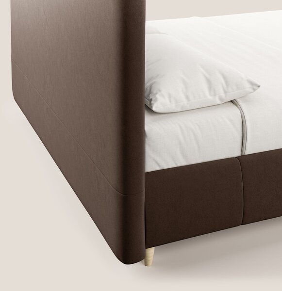 Laura letto imbottito contenitore e sfoderabile in microfibra velluto