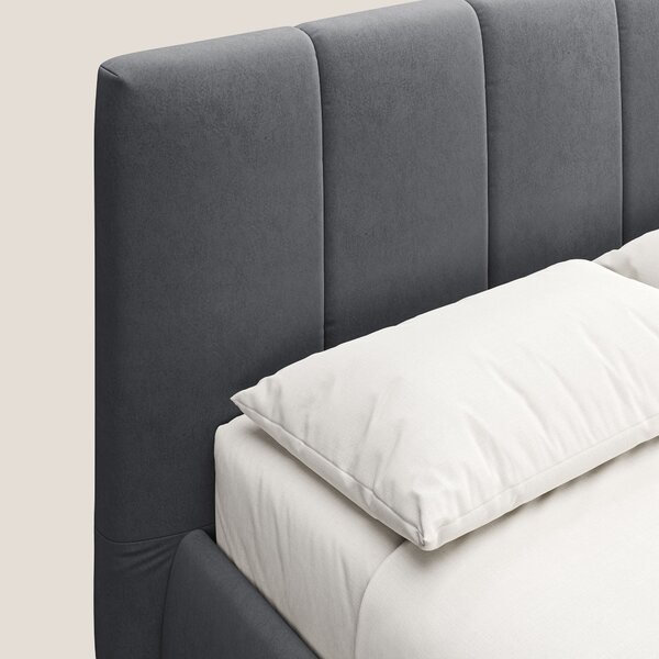 Laura letto imbottito contenitore e sfoderabile in microfibra velluto