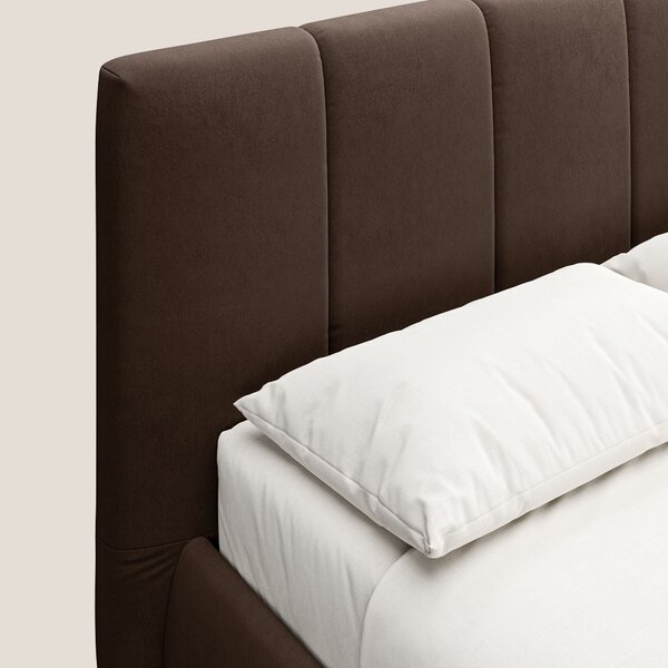 Laura letto imbottito contenitore e sfoderabile in microfibra velluto