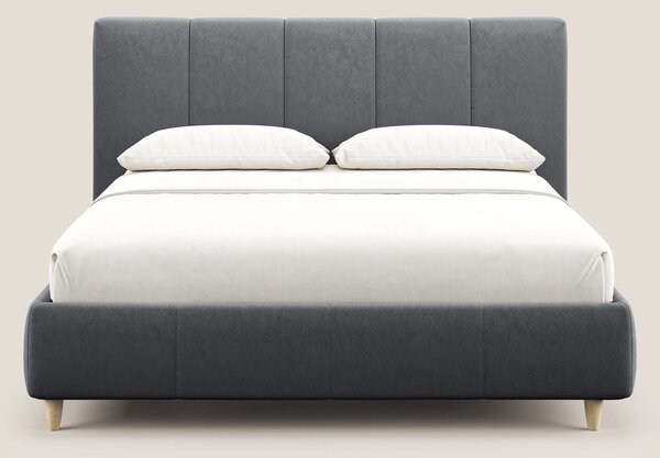 Laura letto imbottito contenitore e sfoderabile in microfibra velluto