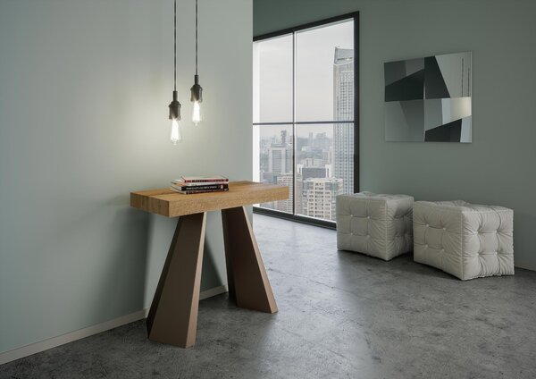 Consolle Allungabile in Legno e Ferro H77x40x90/300cm Diamante Premium Quercia Orso Folding