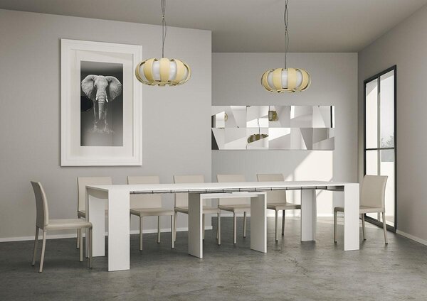 Consolle Allungabile in Legno H78x42x90/302cm Itamoby Pulcinella Bianco Opaco Classica