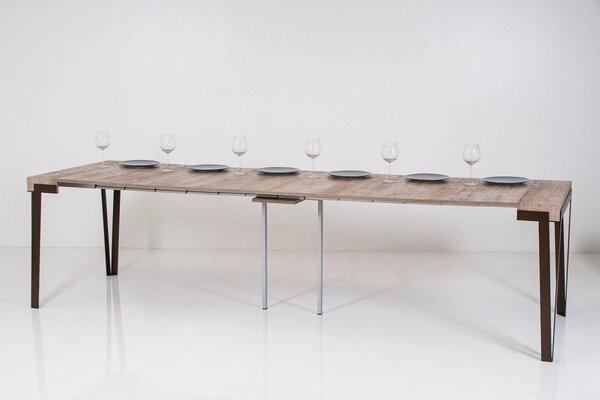 Consolle Allungabile in Legno e Ferro H77x40x90/300cm Itamoby Rio Bianco Frassino Argento Classica