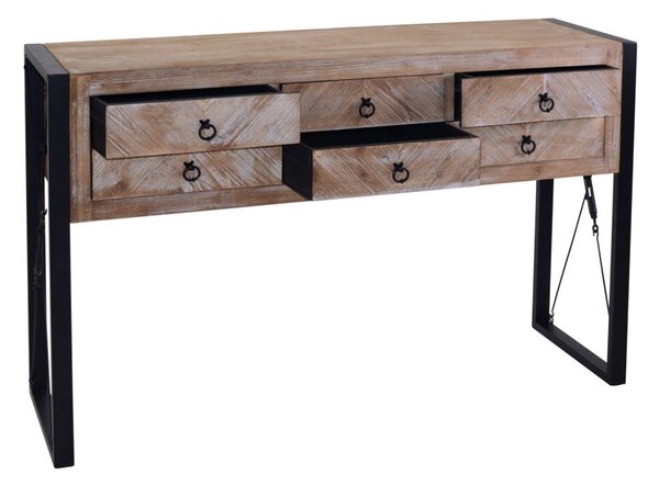 Consolle 6 Cassetti in Legno MDF e Abete Bilbao