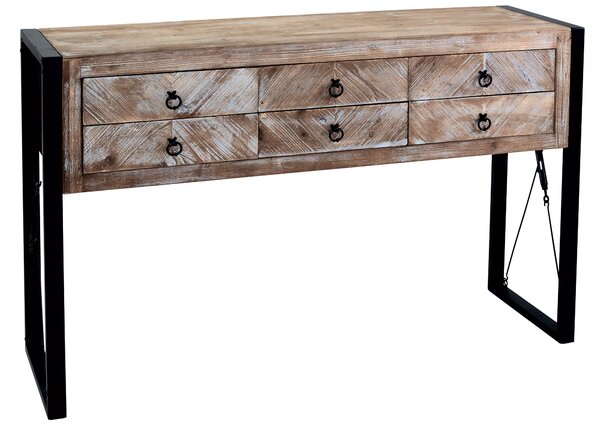 Consolle 6 Cassetti in Legno MDF e Abete Bilbao