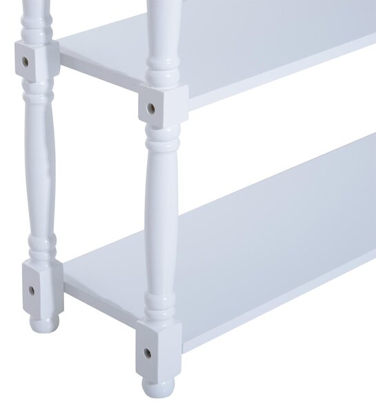 Tavolo Consolle con Ripiani in Legno Bianco 100x30x80 cm