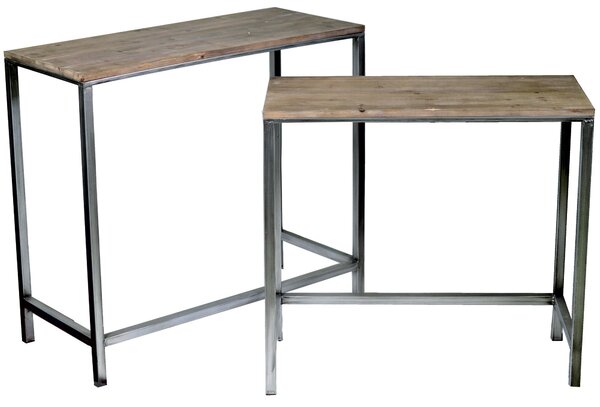 Set 2 Mobiletti Consolle Rettangolari Top in Legno