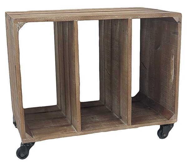Consolle 3 Scoparti con Ruote in Legno