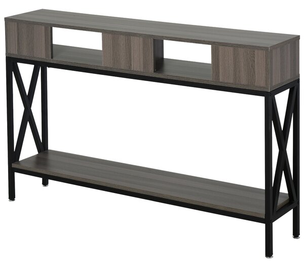 Tavolo Consolle per Ingresso 3 Ripiani 120x23,5x75 cm Grigio e Nero