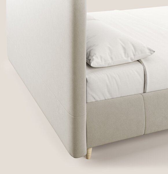 Laura letto imbottito contenitore e sfoderabile in microfibra velluto