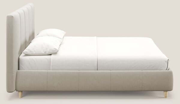 Laura letto imbottito contenitore e sfoderabile in microfibra velluto