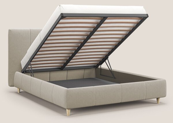 Laura letto imbottito contenitore e sfoderabile in microfibra velluto