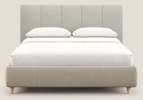Laura letto imbottito contenitore e sfoderabile in microfibra velluto