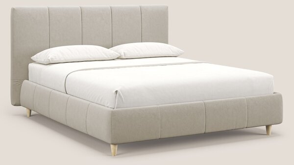 Laura letto imbottito contenitore e sfoderabile in microfibra velluto