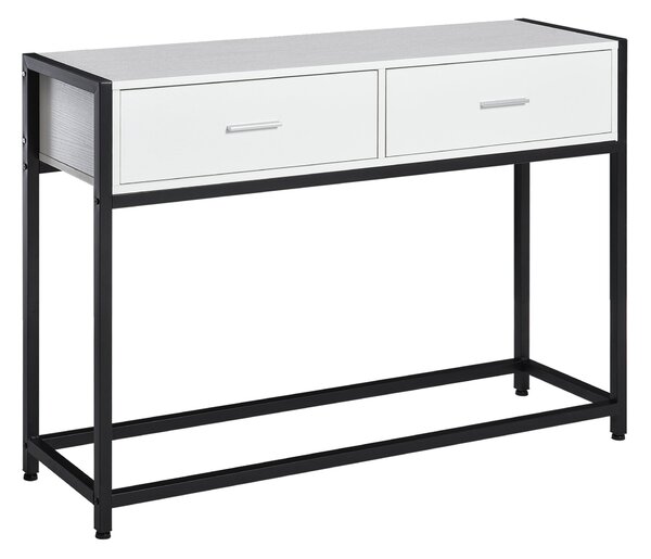 Consolle Fissa 120x34x81 cm in Truciolare e Acciaio Bianco e Nero