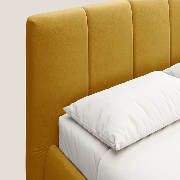 Laura letto imbottito contenitore e sfoderabile in microfibra velluto