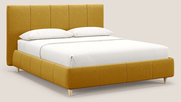 Laura letto imbottito contenitore e sfoderabile in microfibra velluto