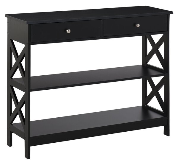 Consolle Ingresso 2 Cassetti 100x30,5x80 cm in MDF Nero