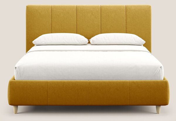 Laura letto imbottito contenitore e sfoderabile in microfibra velluto