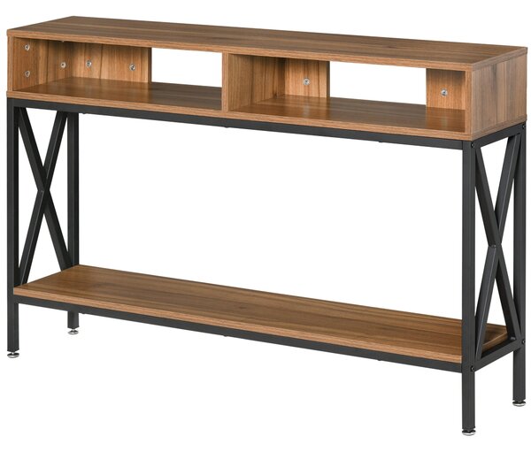 Tavolo Consolle per Ingresso 3 Ripiani 120x23,5x75 cm Noce e Nero