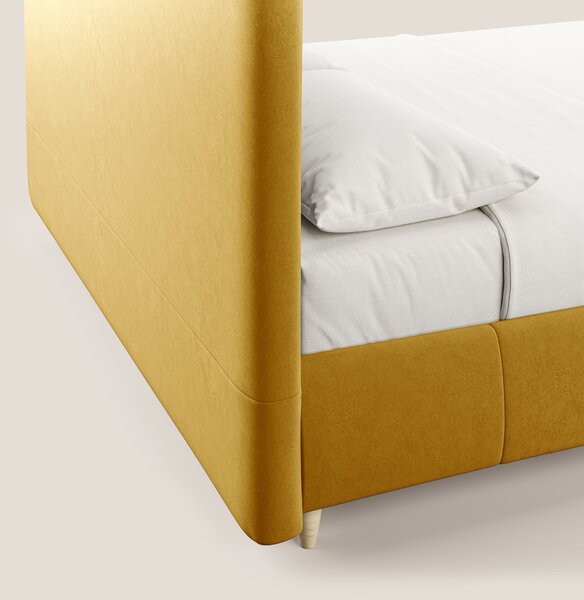 Laura letto imbottito contenitore e sfoderabile in microfibra velluto